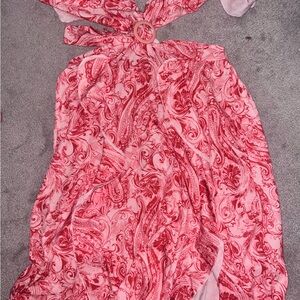 SHEIN Red and Pink Paisley Maxi Dress